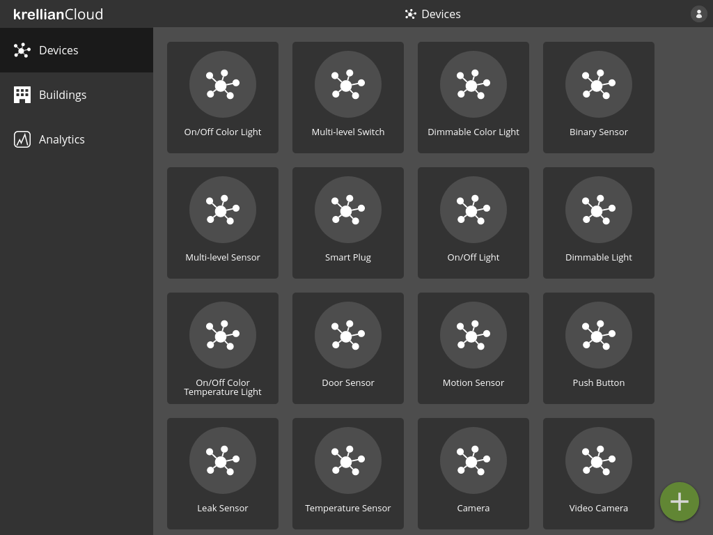 A mockup of a user interface showing icons representing connected devices in a building